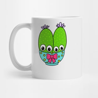 Cute Cactus Design #313: Cacti Couple In Cute Bowl Mug